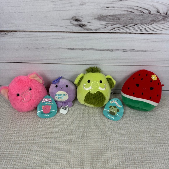 Squishmallows Other - Lot of 4 Squishmallows Plushies FuzzAMallows‎ Kyla Farhad Watermelon Octopus